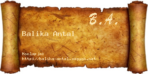 Balika Antal névjegykártya